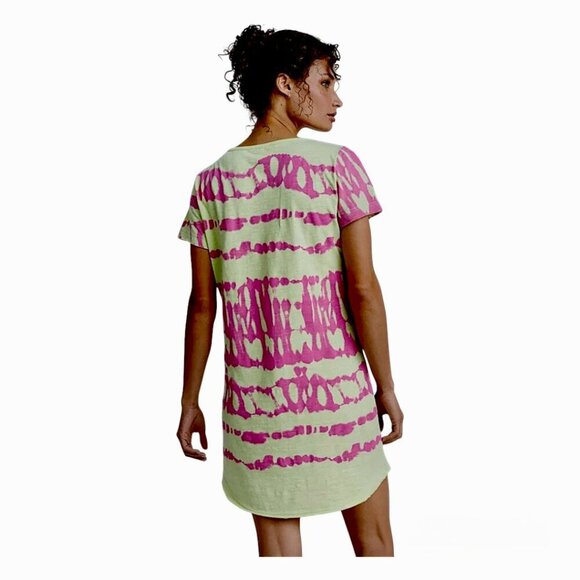 LISA TODD THE SHAKE UP Luxury Cotton Dress Split Neck Bright Colors Size Medium - Picture 2 of 10